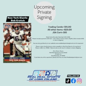 New York Giants Bob Kratch all other items
